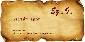 Szitár Igor névjegykártya